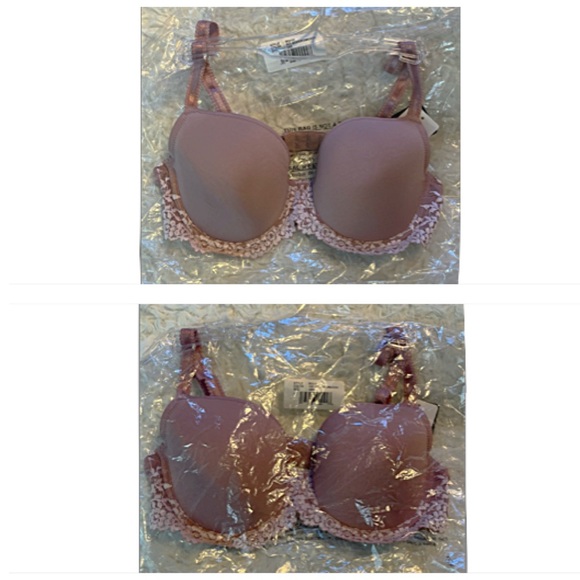 NWT WACOAL Embrace Lace Underwire T-Shirt Bra with foam cups 34B MAUVE purple - Picture 9 of 13